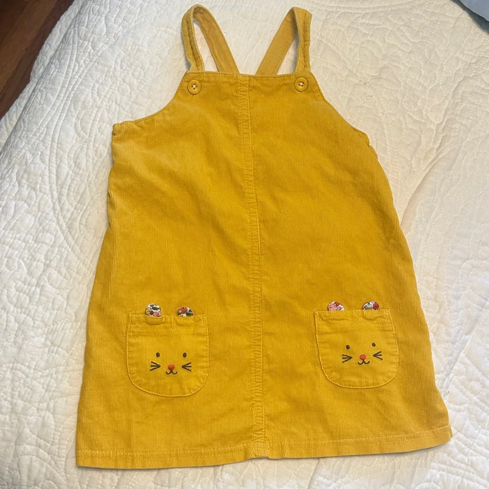 Carter's Mustard Corduroy Dress‎ with Cat Pockets girls size 24 months